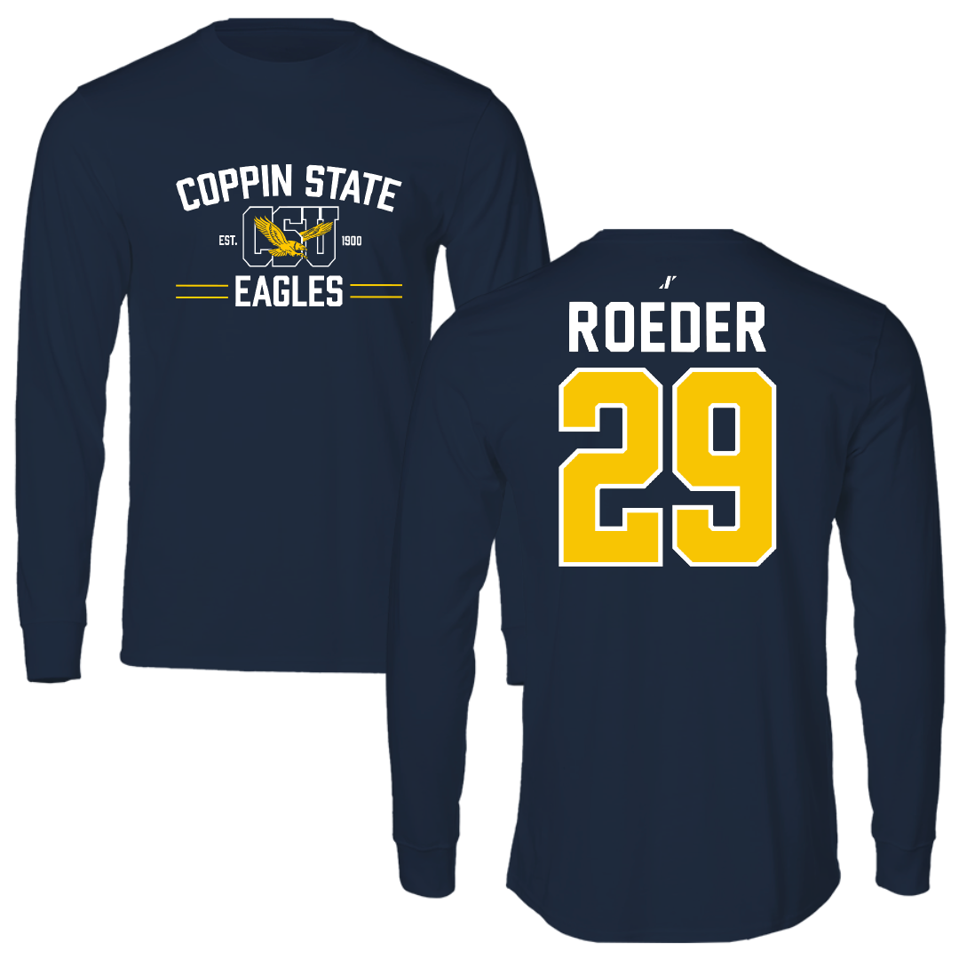 Coppin State University Baseball Navy General Long Sleeve - #29 Park Roeder