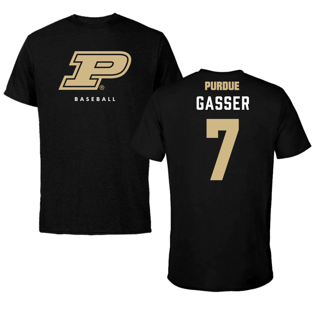 Purdue University Baseball Black Performance Tee - #7 Camden Gasser