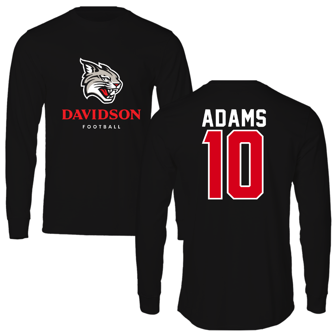 Davidson College Football Black Performance Long Sleeve - #10 AJ Adams