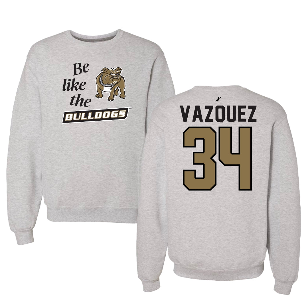 Bryant University Baseball Light Gray Be Like Us Crewneck - #34 Alejandro Vazquez