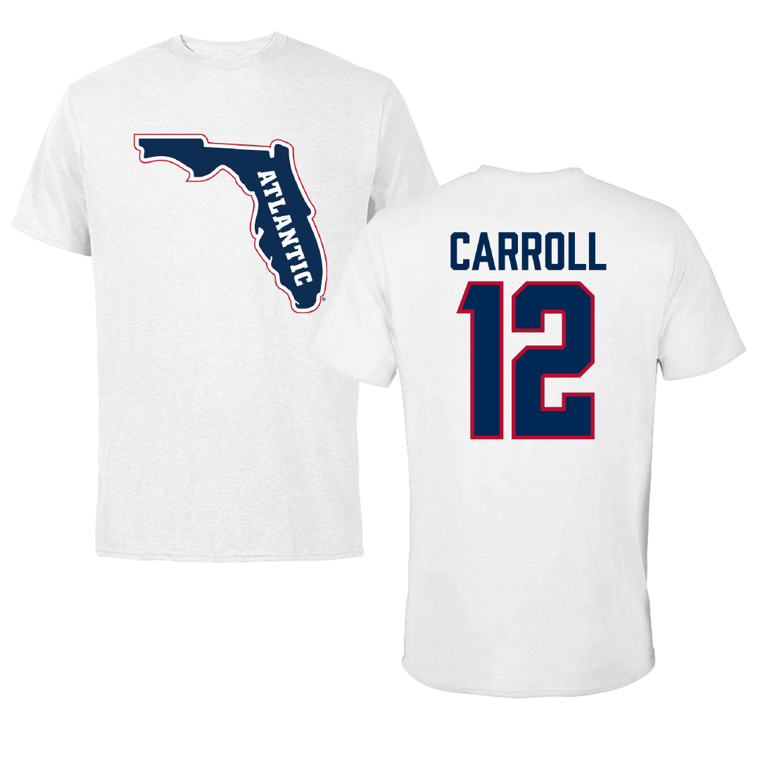 Florida Atlantic University Basketball White Performance Tee - #12 Tre Carroll