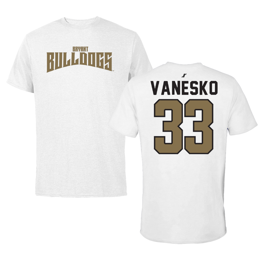 Bryant University Baseball White Classic Performance Tee - #33 Jackson Vanesko