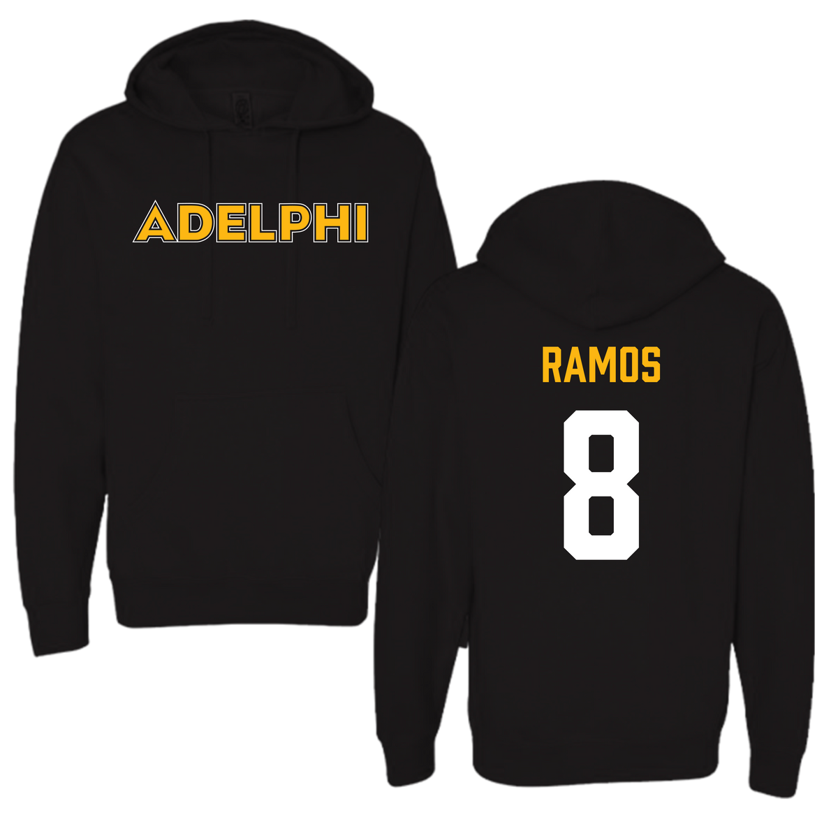 Adelphi University Baseball Black Hoodie - #8 Albert Ramos