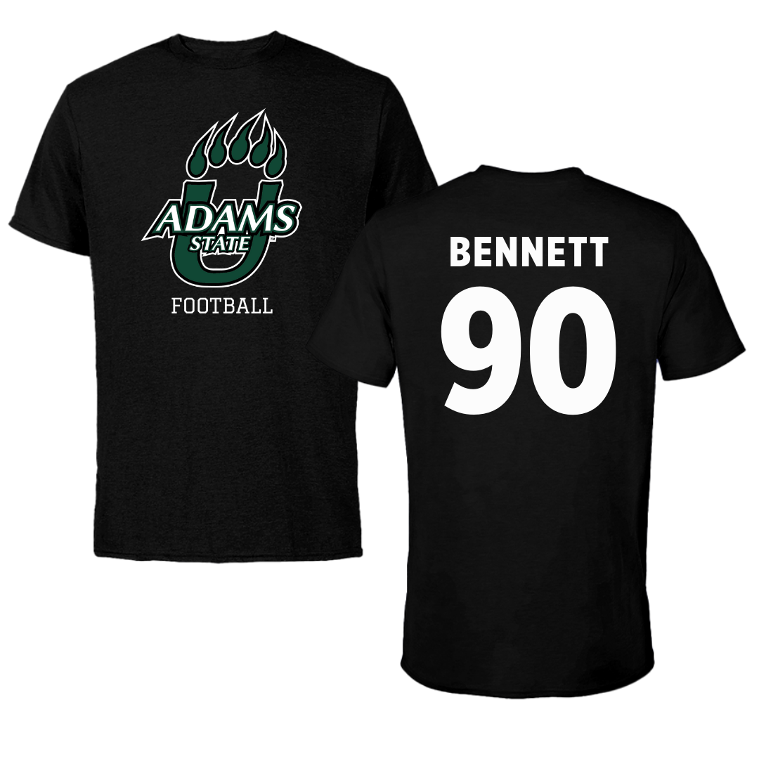 Adams State University Football Black State Tee - #90 Brandon Bennett