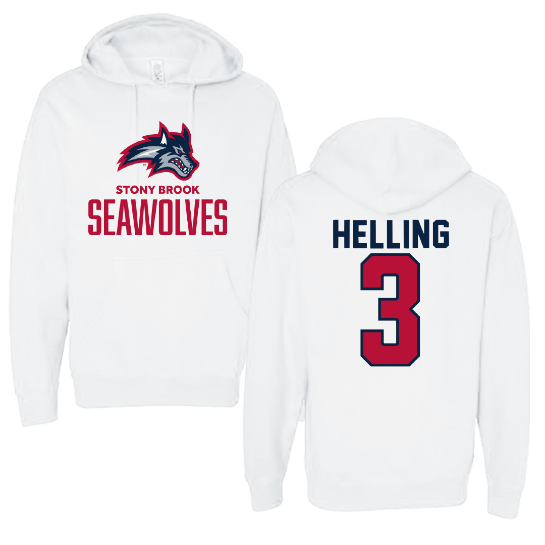 Stony Brook University Soccer White Hoodie - #3 Hedvig Helling