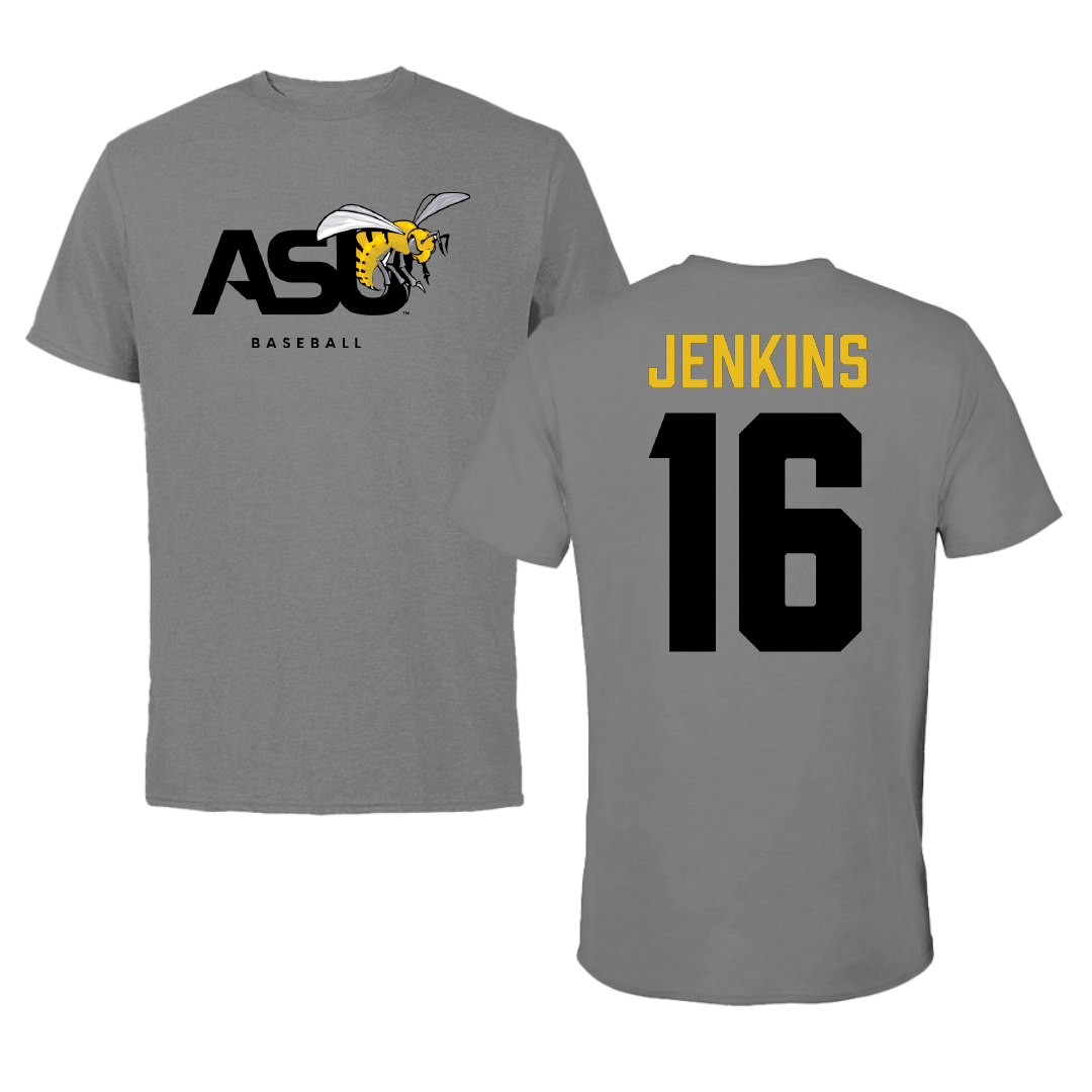 Alabama State University Baseball Dark Gray Tee - #16 Quentin Jenkins