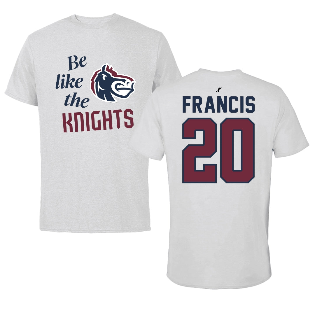 Fairleigh Dickinson University-Metropolitan Campus Basketball Light Gray Be Like Us Tee - #20 Davin Francis