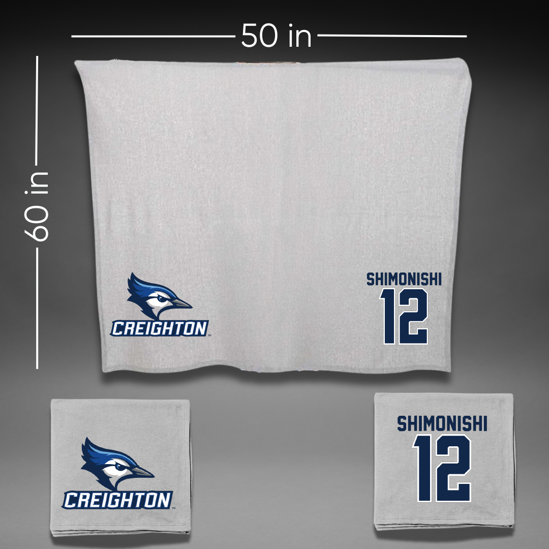 Creighton University Soccer Gray Blanket - #12 Ryusei Shimonishi