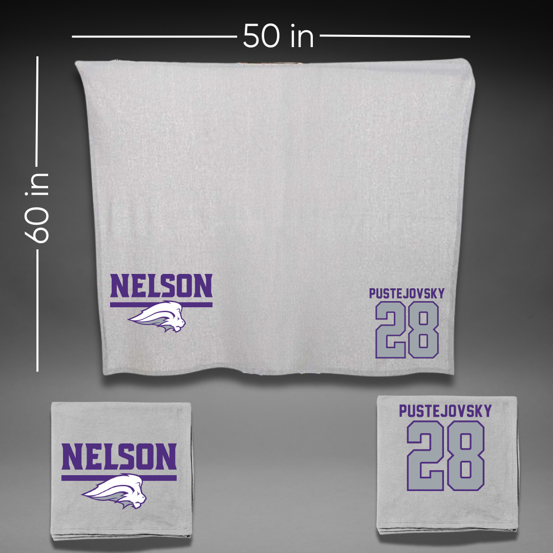 Nelson University Football Gray Blanket - #28 Hayden Pustejovsky