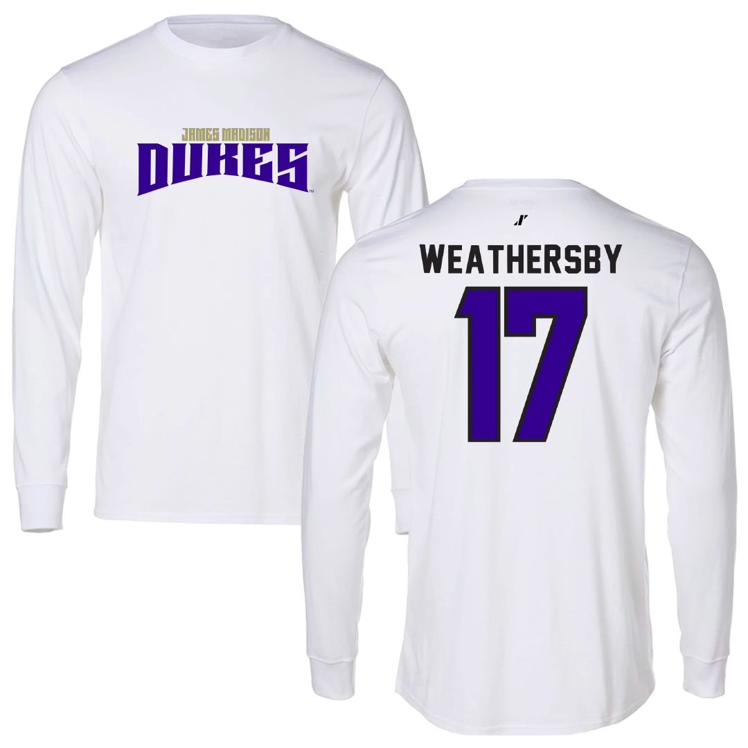 James Madison University Football White Classic Long Sleeve - #17 Gannon Weathersby