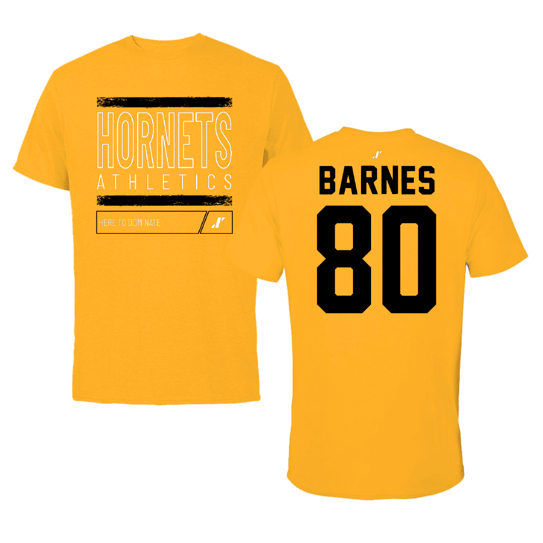 Alabama State University Football Gold Dominate Tee - #80 Khayman Barnes