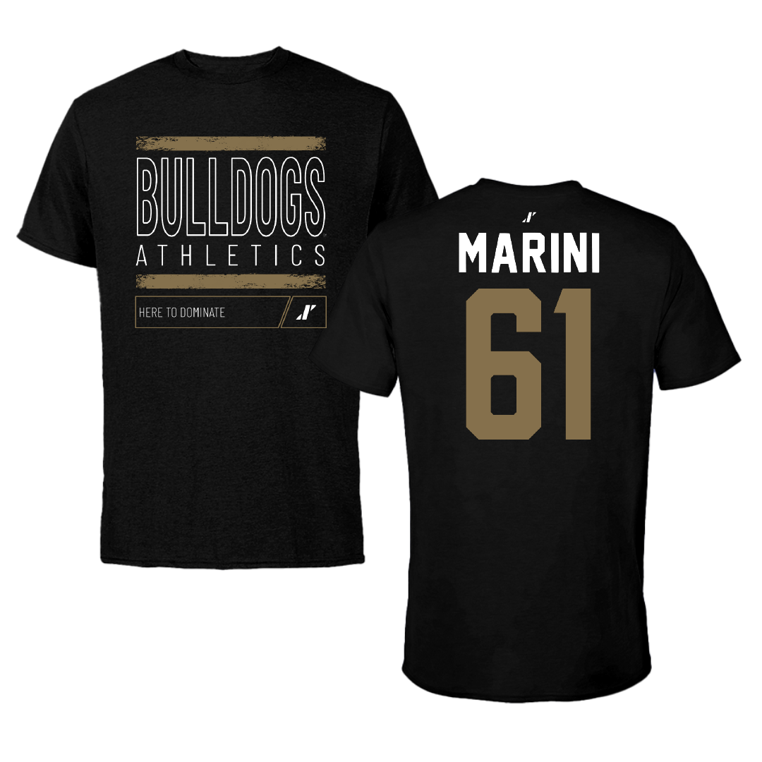 Bryant University Football Black Dominate Performance Tee - #61 Jimmy Marini
