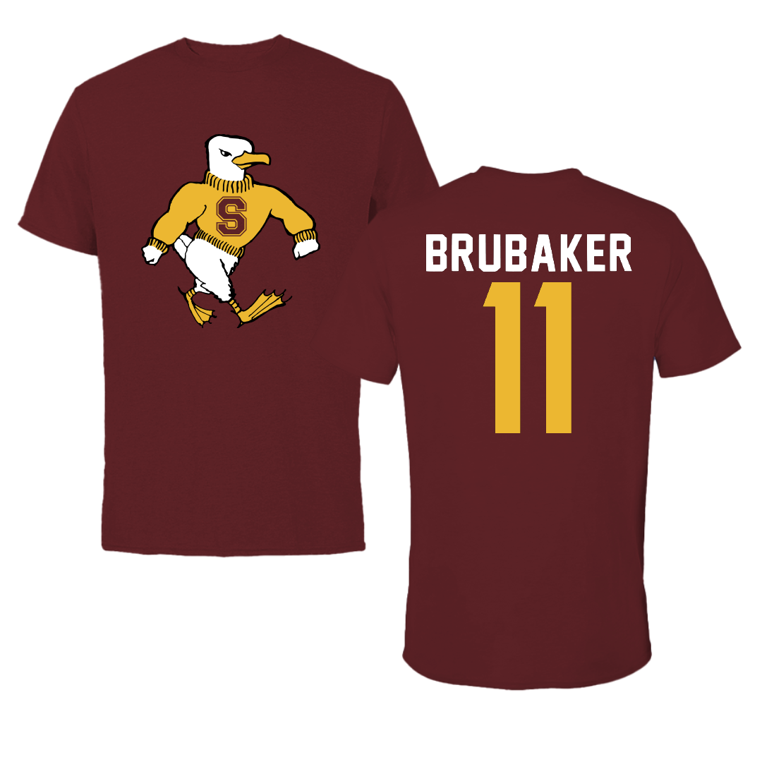 Salisbury University Football Maroon Sea Gull Performance Tee - #11 Micah Brubaker