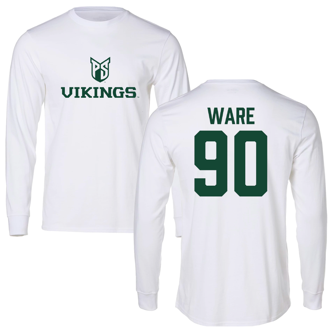 Portland State University Football White Long Sleeve - #90 Herbert Ware