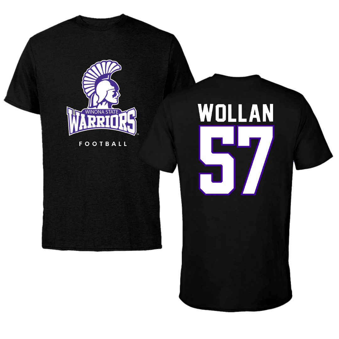 Winona State University Football Black Tee - #57 Wesley Wollan