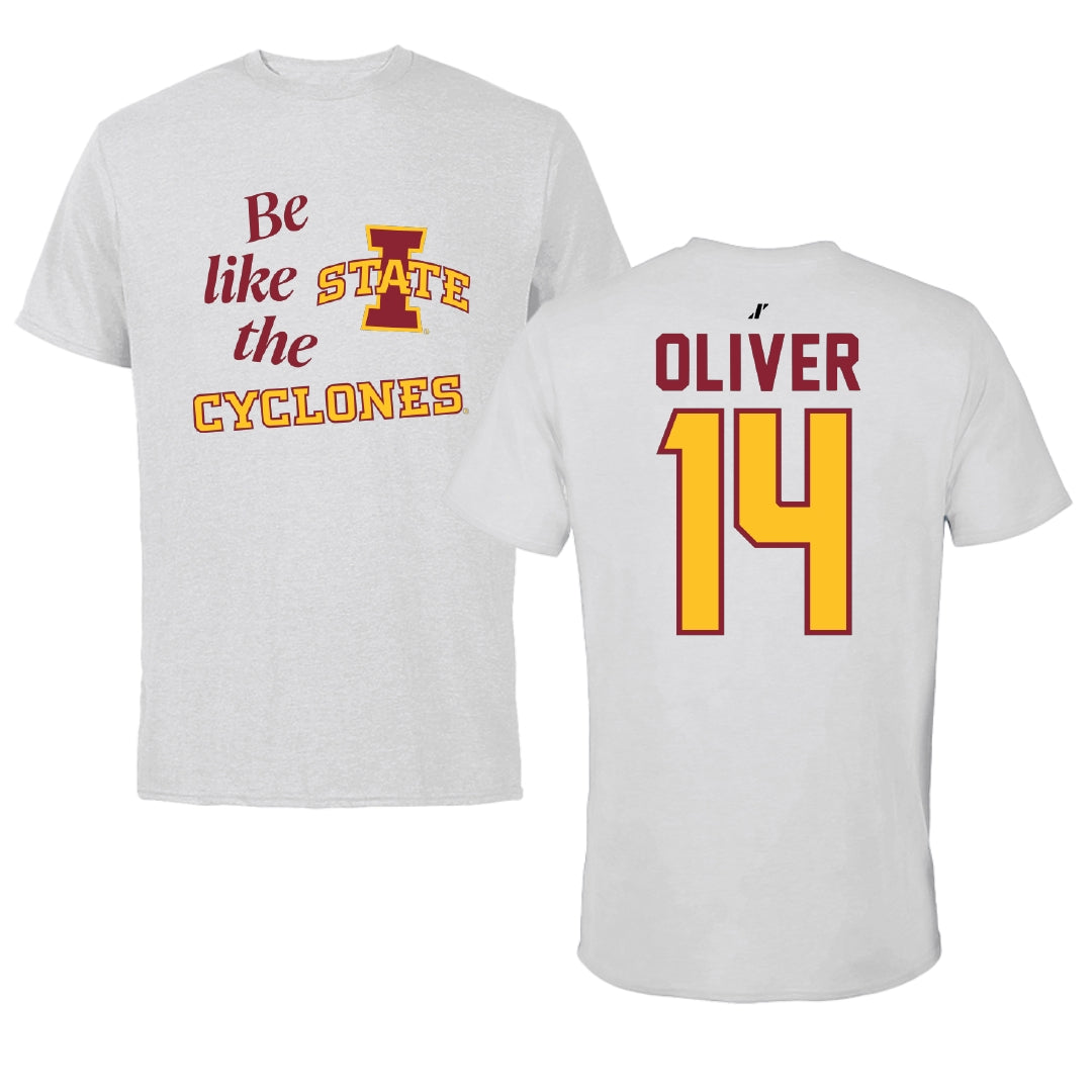 Iowa State University Softball Light Gray Be Like Us Performance Tee - #14 Hayleigh Oliver