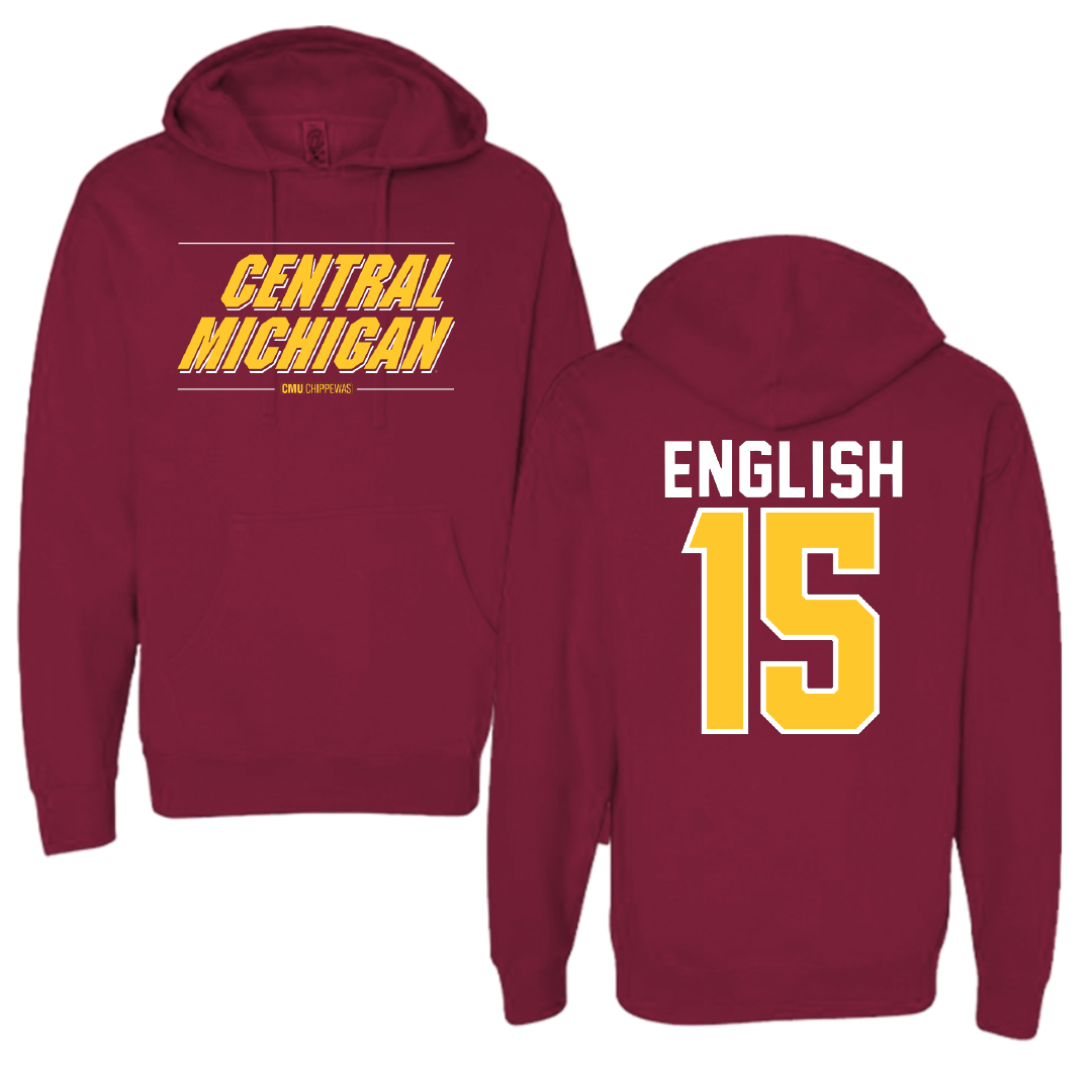 Central Michigan University Lacrosse Maroon General Hoodie - #15 Margaret English