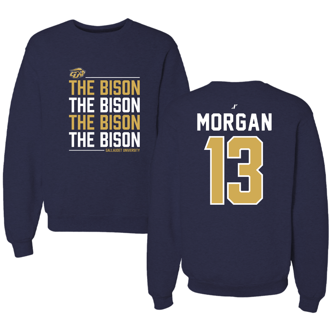 Gallaudet University Soccer Navy General Crewneck - #13 Hawkins Morgan