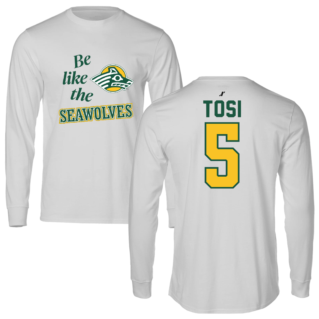 University of Alaska Anchorage Basketball Light Gray Be Like Us Long Sleeve - #5 Bishop Tosi