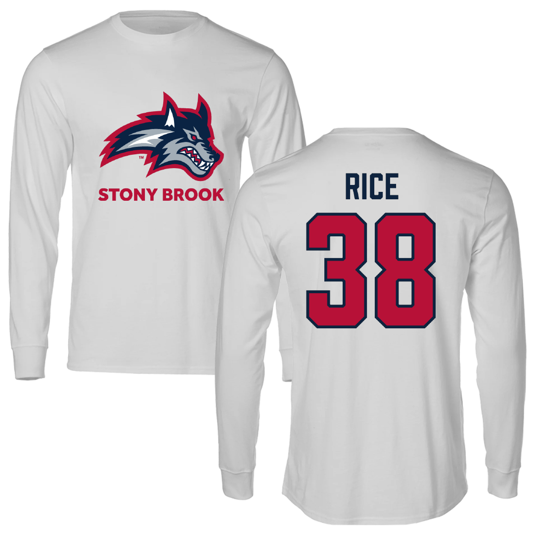 Stony Brook University Lacrosse Light Gray Performance Long Sleeve - #38 Joey Rice