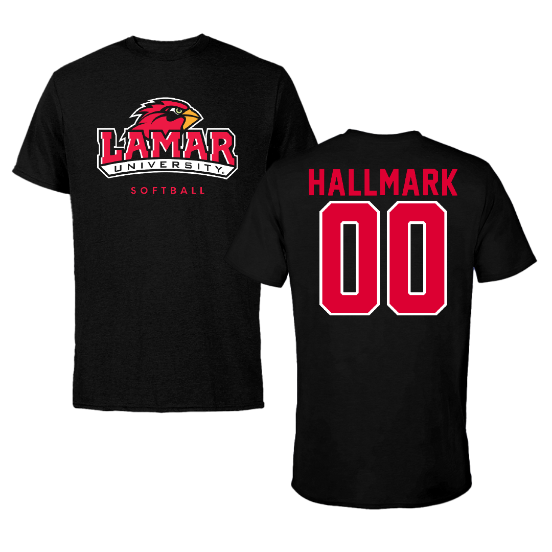 Lamar University Softball Black Tee - #00 Neveah Hallmark