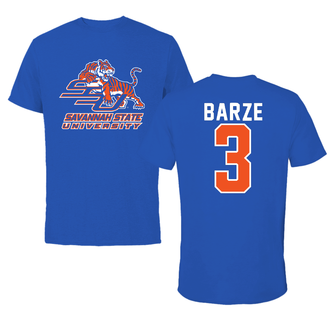Savannah State University Basketball Blue Tee - #3 Jeremiah Barze