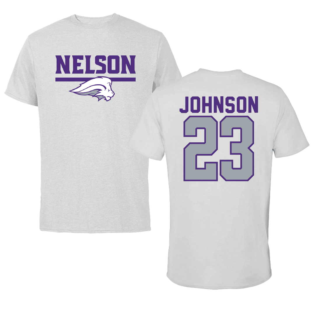 Nelson University Basketball Light Gray Tee - #23 Mikah Johnson