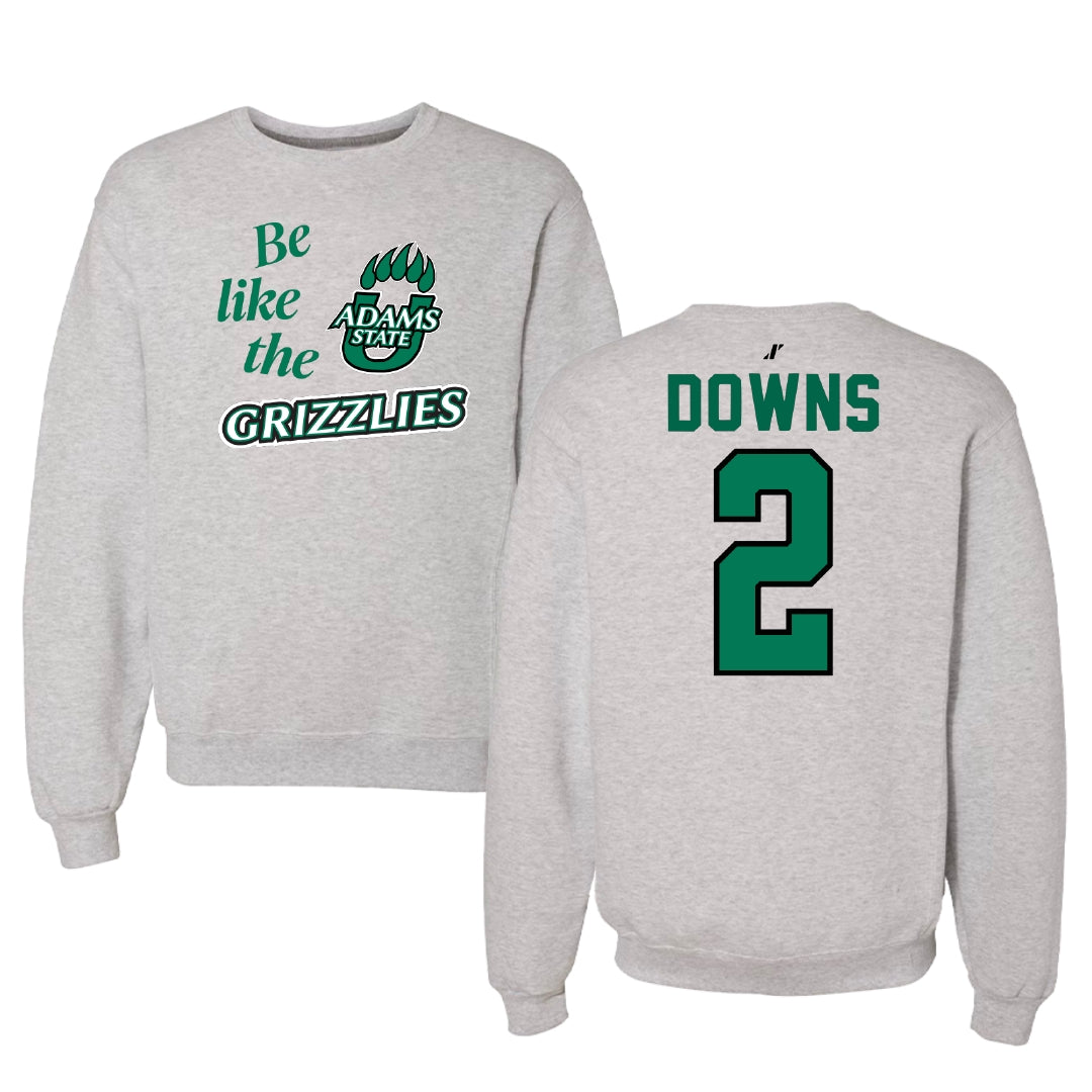 Adams State University Baseball Light Gray Be Like Us Crewneck - #2 Ryan Downs