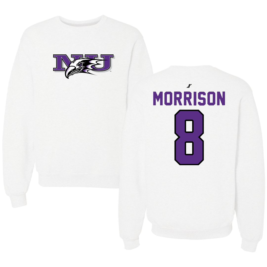 Niagara University Baseball White Crewneck - #8 Hayden Morrison