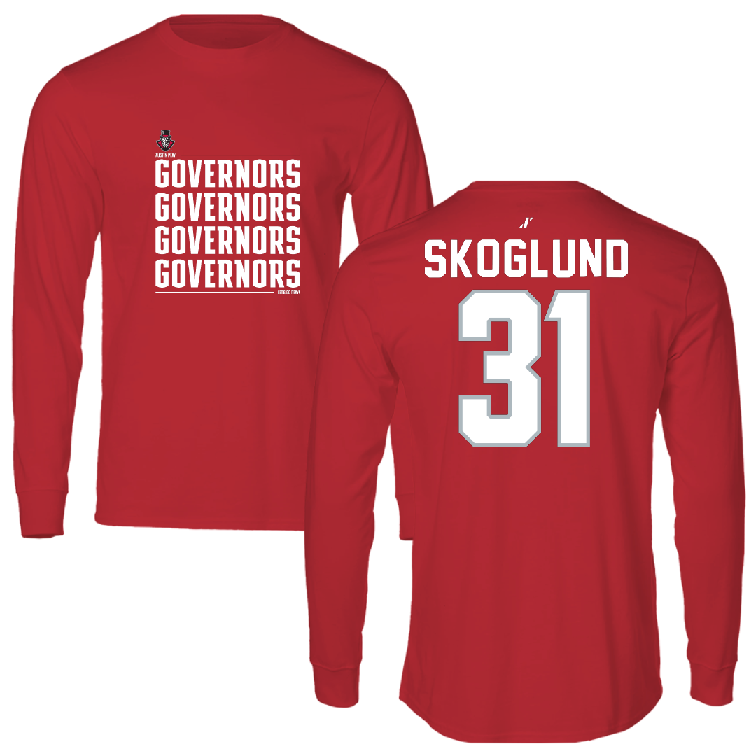 Austin Peay State University Football Red General Long Sleeve - #31 Austin Skoglund