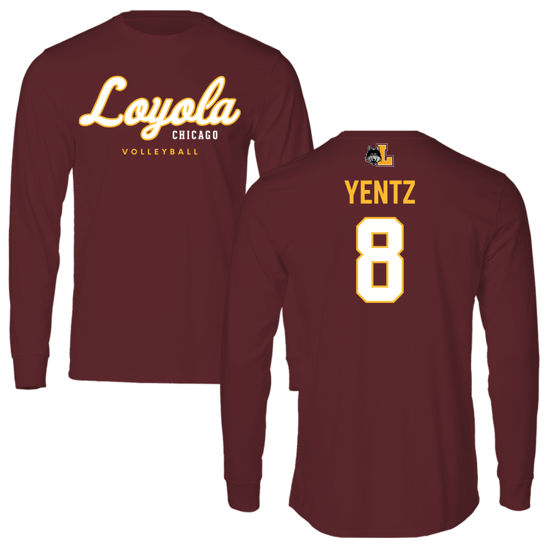Loyola University-Chicago Volleyball Maroon Block Performance Long Sleeve - #8 Jack Yentz