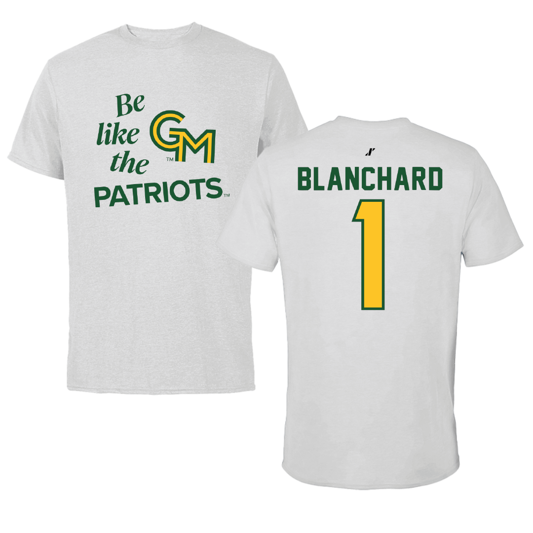 George Mason University Baseball Light Gray Be Like Us Performance Tee - #1 Evan Blanchard