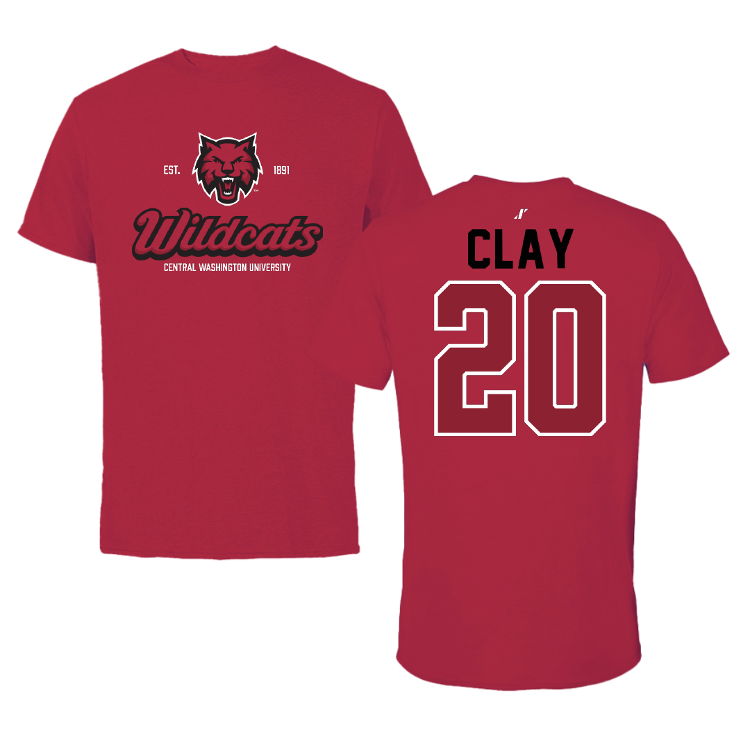Central Washington University Football Crimson General Tee - #20 Jaylen Clay