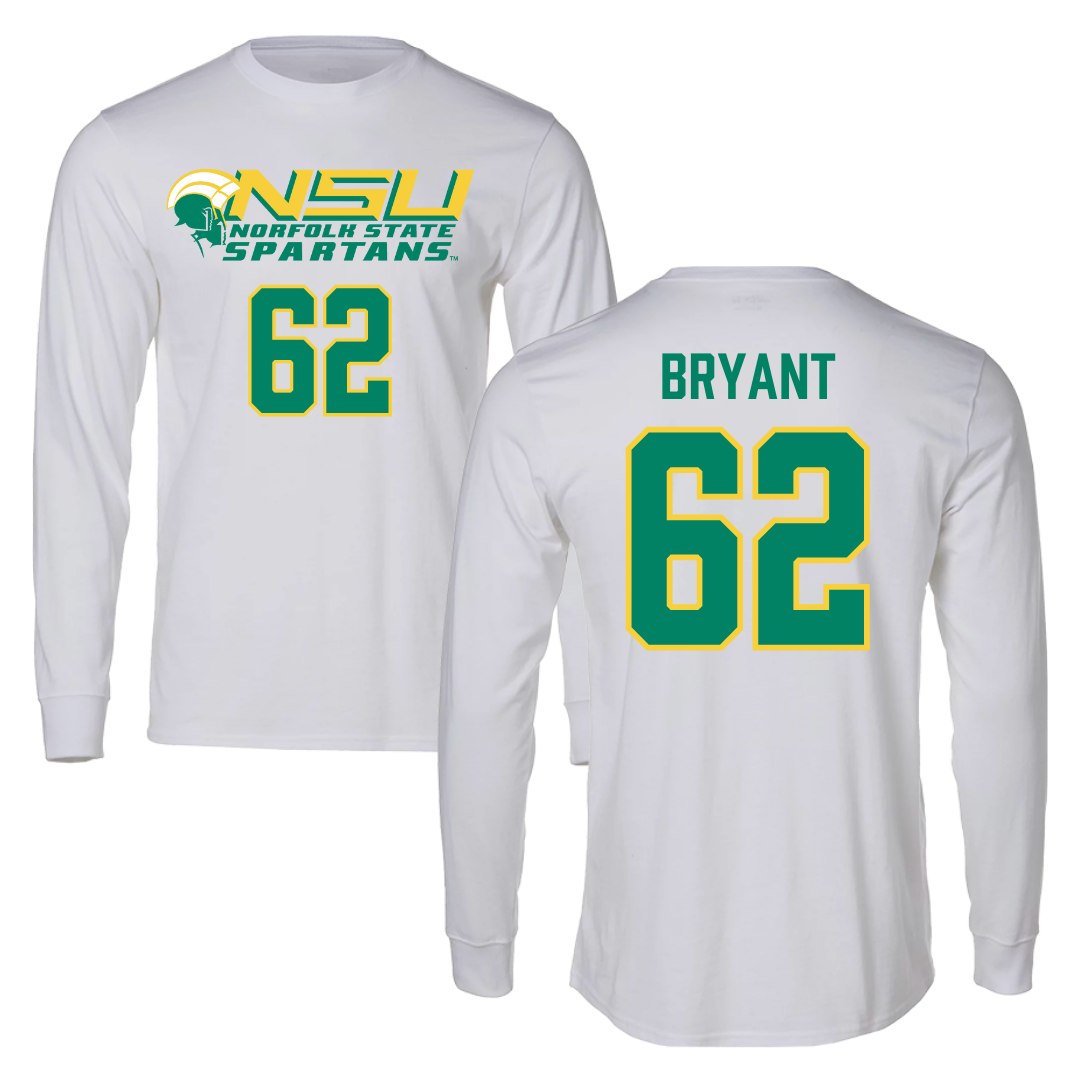Norfolk State University Football White Performance Long Sleeve - #62 Jaden Bryant