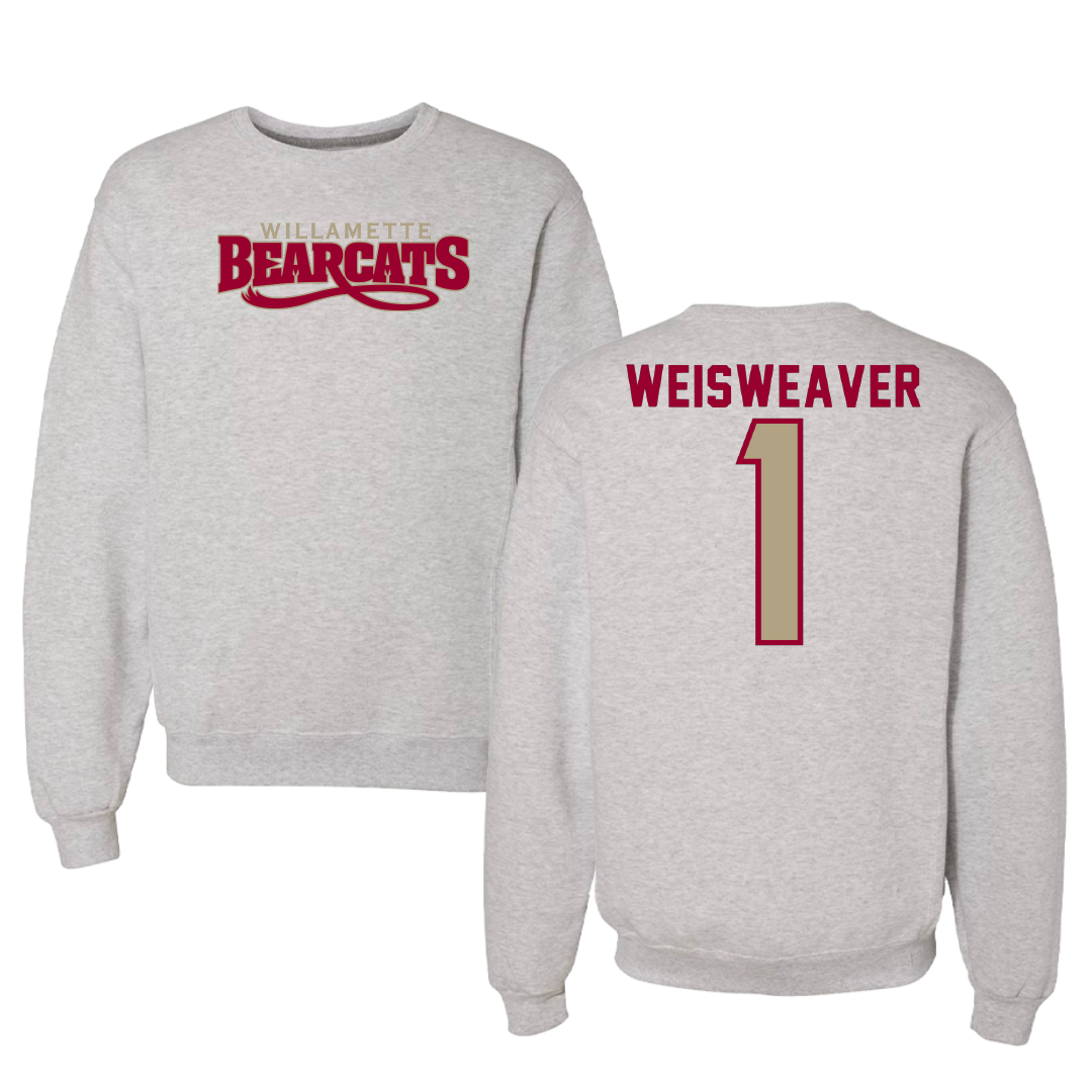 Willamette University Basketball Gray Crewneck - #1 Gavin Weisweaver