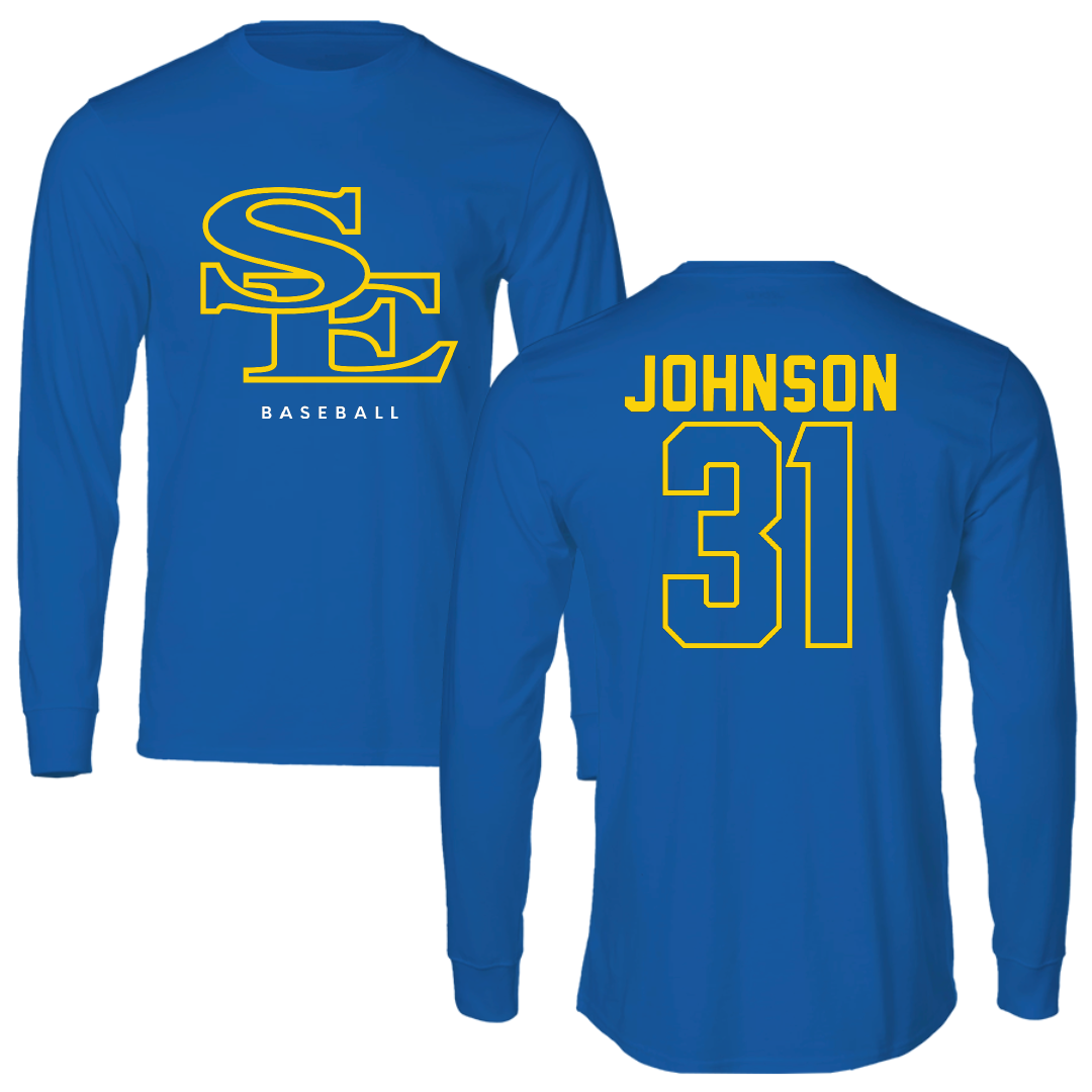 Southeastern Oklahoma State University Baseball Blue Long Sleeve - #31 Luke Johnson