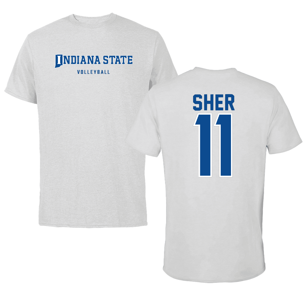 Indiana State University Volleyball Light Gray Performance Tee - #11 Emory Sher
