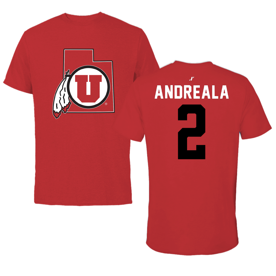 University of Utah Lacrosse Red State Performance Tee - #2 Jared Andreala