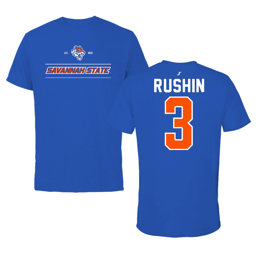Savannah State University Baseball Blue General Tee - #3 TC Rushin