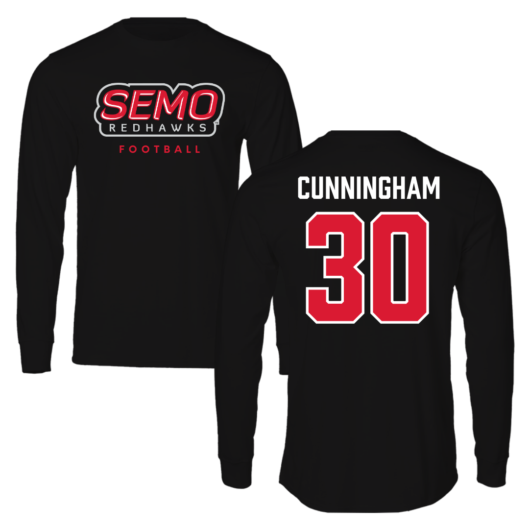 Southeast Missouri State University Football Black Performance Long Sleeve - #30 Judd Cunningham