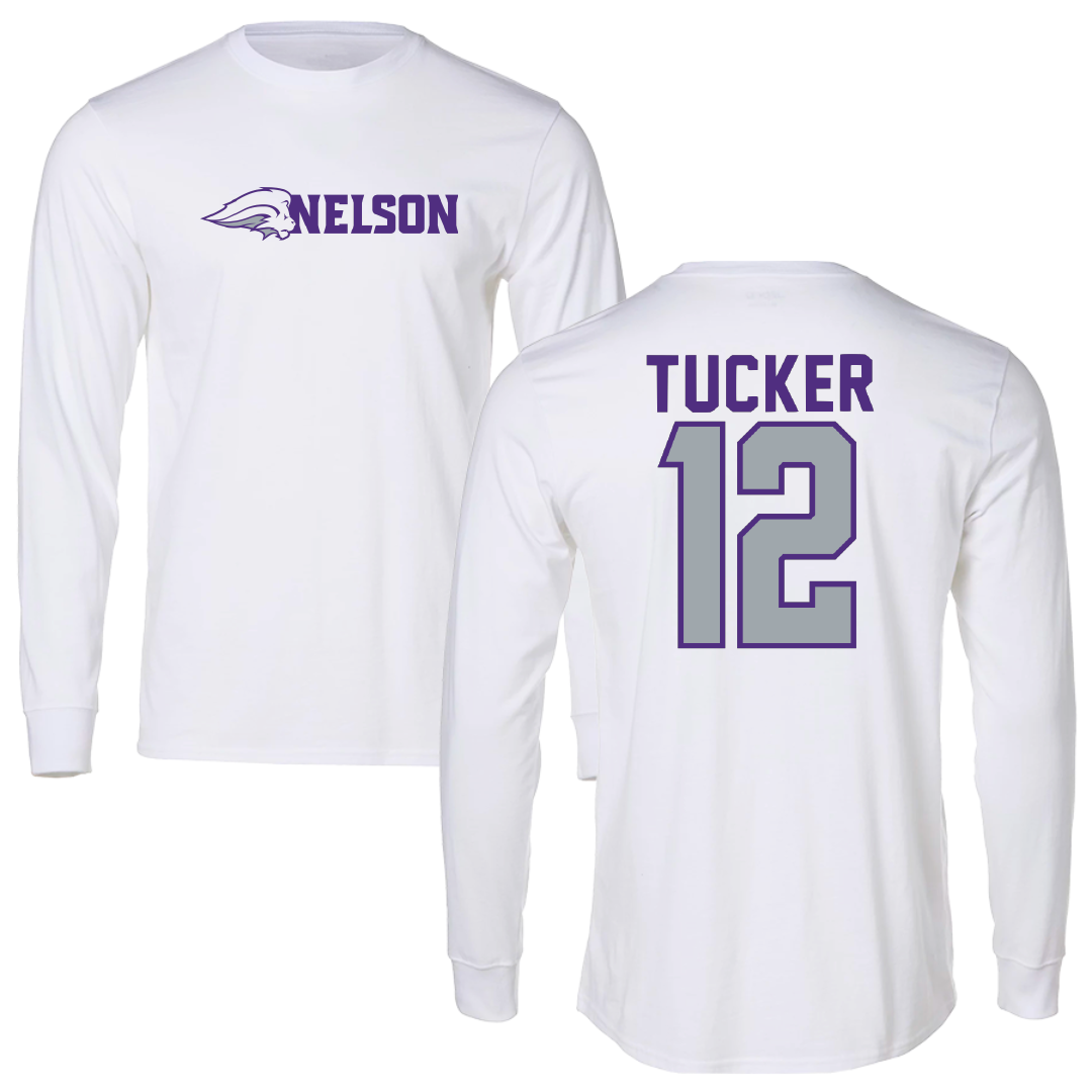 Nelson University Basketball White Performance Long Sleeve - #12 Cailyn Tucker