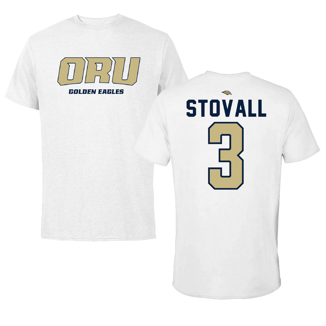 Oral Roberts University Soccer White Performance Tee - #3 Jaxson Stovall