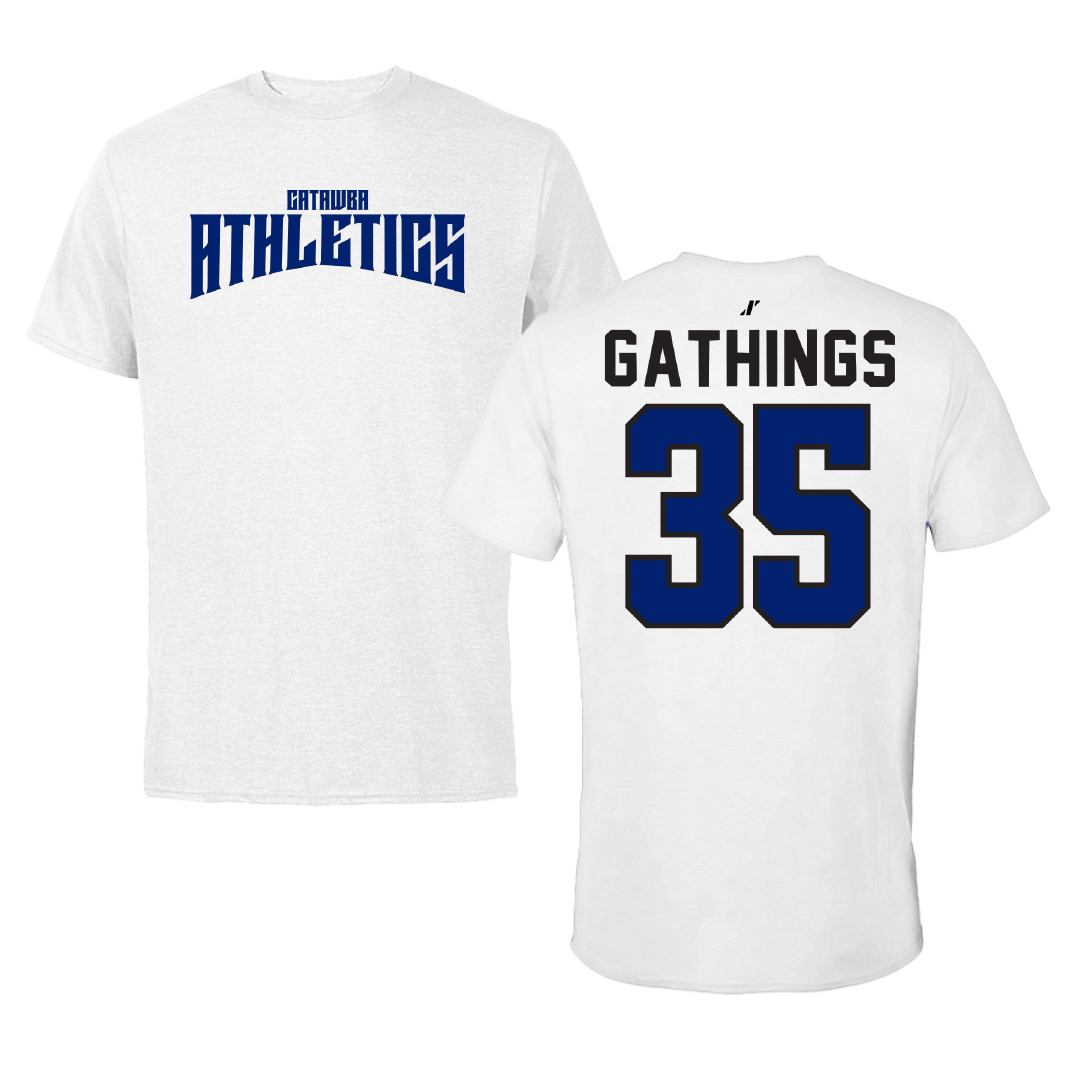 Catawba College Football White Classic Performance Tee - #35 Dameyon Gathings