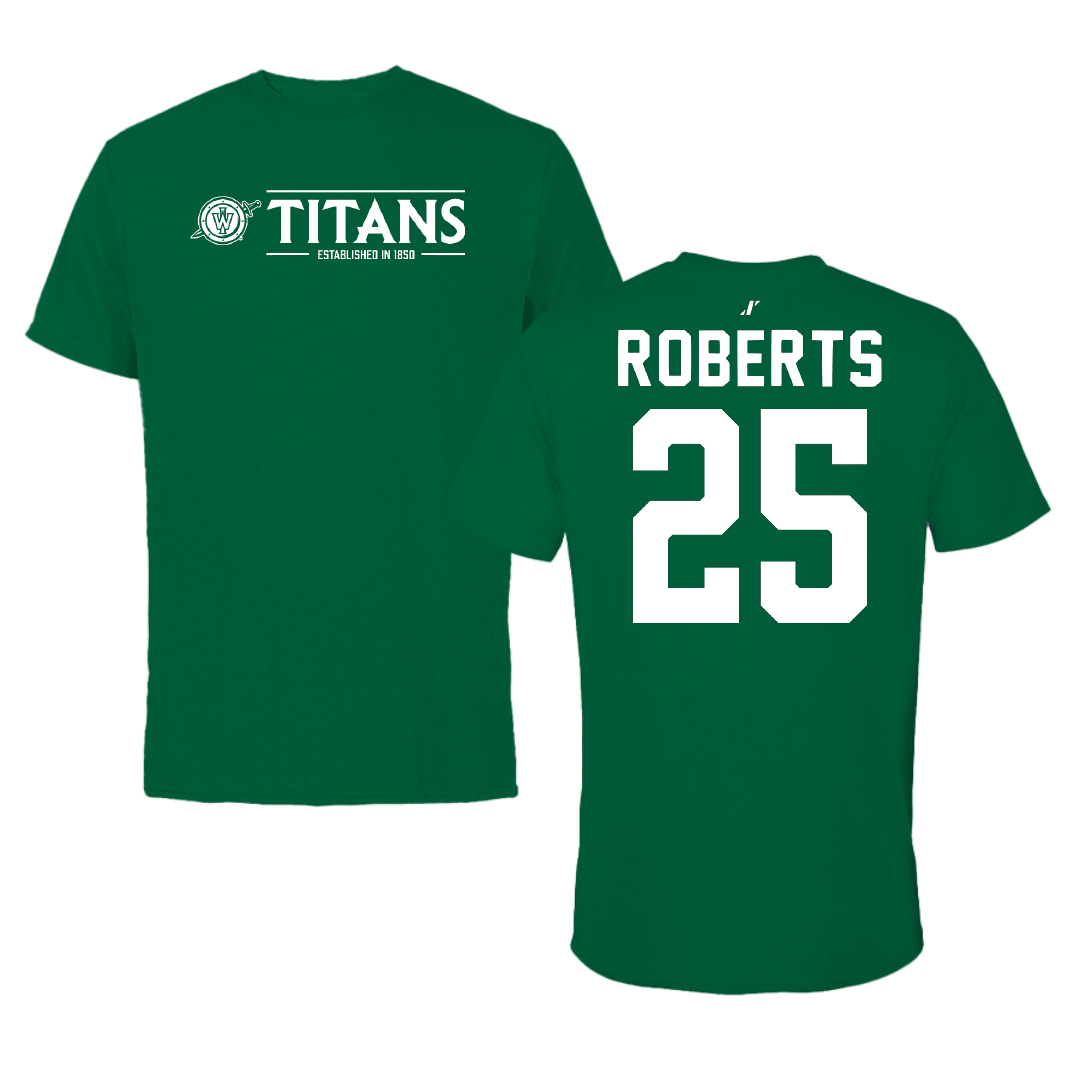 Illinois Wesleyan University Football Green General Performance Tee - #25 Jaxson Roberts
