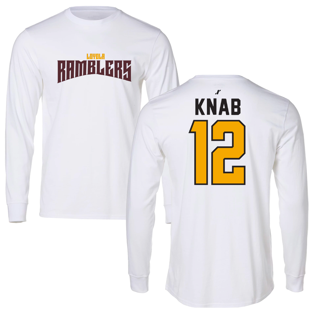 Loyola University-Chicago Soccer White Classic Performance Long Sleeve - #12 Olivia Knab