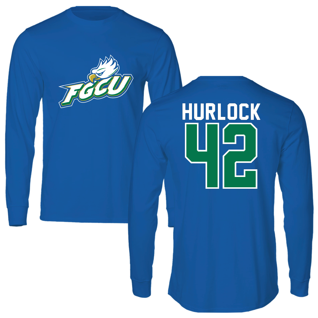 Florida Gulf Coast University Baseball Blue Long Sleeve - #42 Robert Hurlock