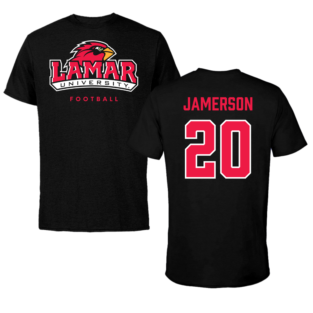 Lamar University Football Black Performance Tee - #20 Kybo Jamerson