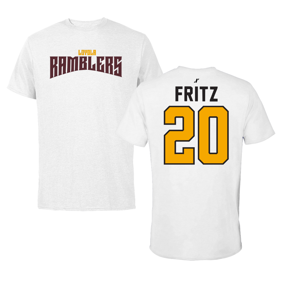 Loyola University-Chicago Soccer White Classic Performance Tee - #20 Isabella Fritz