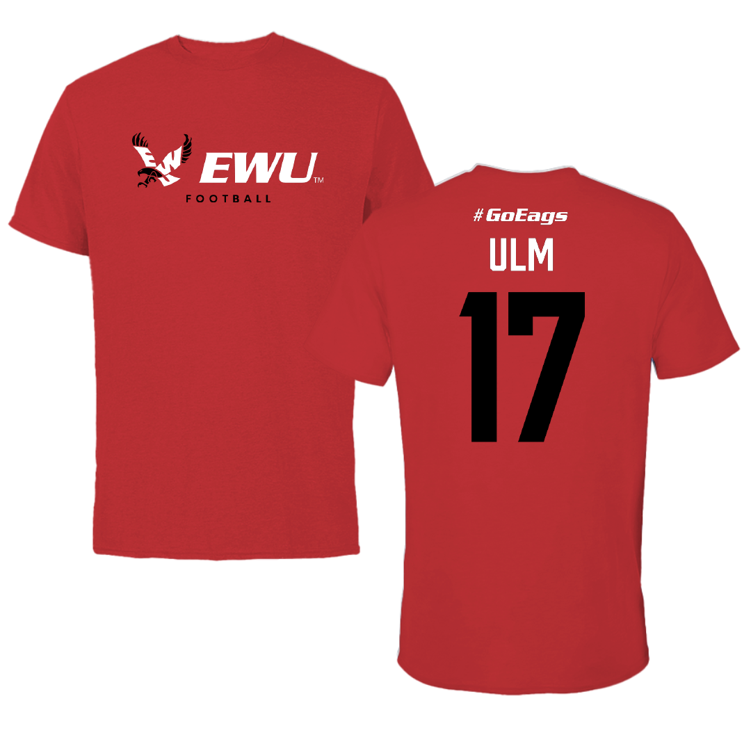 Eastern Washington University Football Red Block Performance Tee - #17 Nolan Ulm