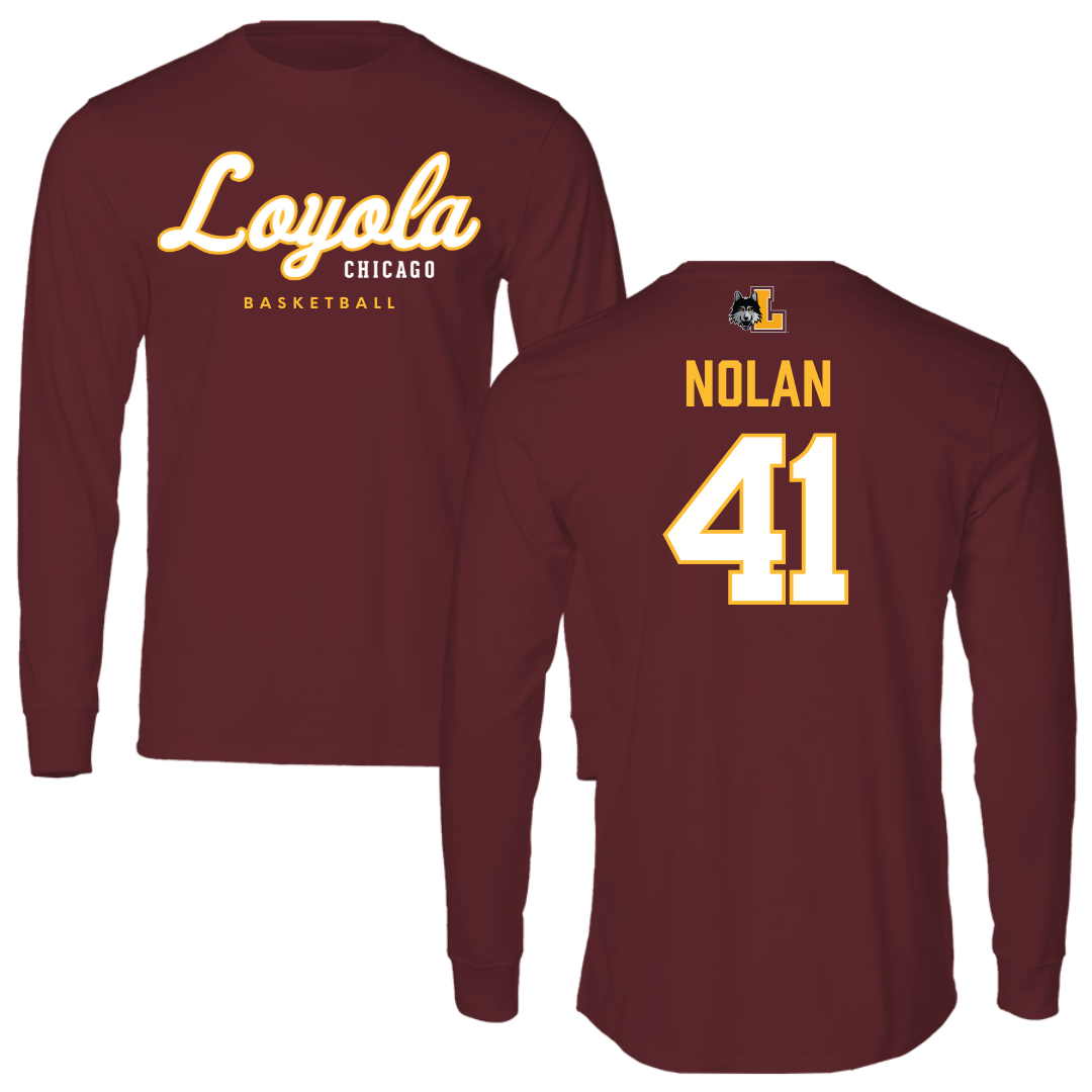 Loyola University-Chicago Basketball Maroon Block Performance Long Sleeve - #41 Emma Nolan